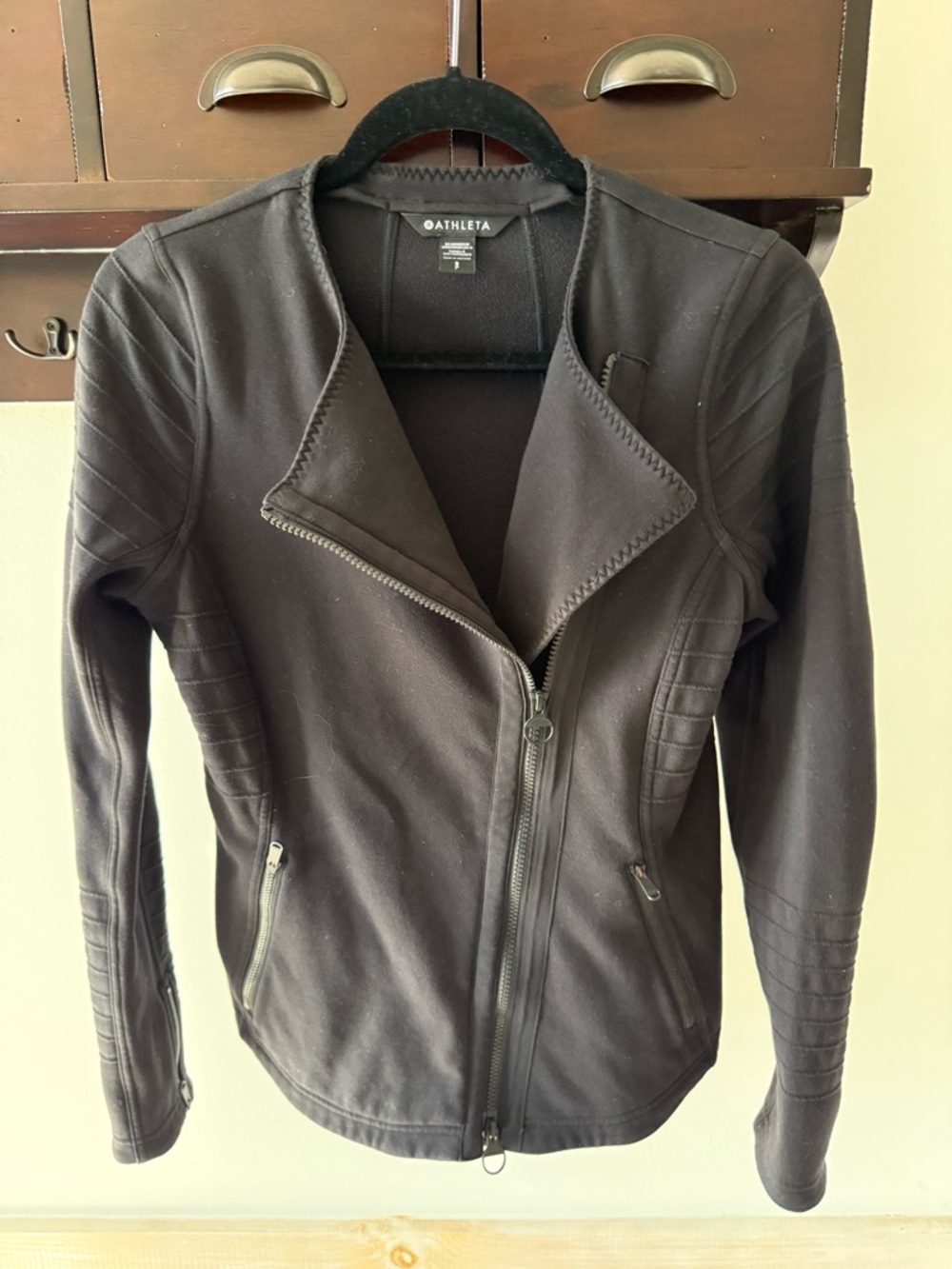 Athleta Black Moto-Inspired Zip Jacket